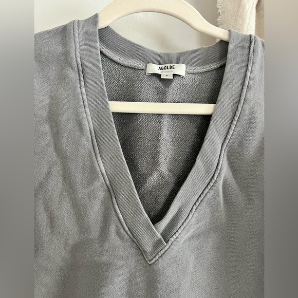 AGOLDE vneck balloon sleeve pullover sweatshirt - Picture 3 of 7